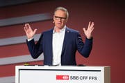 Andreas Meyer bei seinem Auftritt an der SBB-Bilanzmedienkonferenz von dieser Woche. (Bild: Peter Klaunzer, Keystone (19. März 2019))