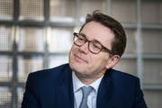Finanzchef Benedikt Würth gut gelaunt: Der Staatskasse geht es gut. (Bild: Michel Canonica, St.Gallen, 24. Februar 2019)