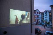 Eine Impression von den «Stadtprojektionen» 2017 an der Linsebühlstrasse 90. (Bild: Ralph Ribi - 29. Oktober 2017)