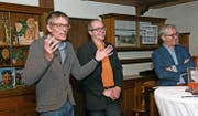 Bei «Direkt aus Bern» mit Nationalrat Karl Vogler, Moderator Dominik Rohrer und Ständerat Erich Ettlin (von links) ging es auch heiter zu und her. (Bild: Robert Hess, Giswil, 23. März 2019)
