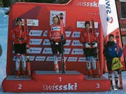 Das Podest des Swiss-Cups: 1. Anja Christen (Oberrickenbach), 2. Luana Bösch, 3. Alessia Bösch (beide Engelberg). Bild: pd (Flumserberg, 24. März 2019)