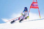 Cédric Noger schob sich im zweiten Lauf an Loïc Meillard vorbei. (Bild: Urs Flueeler/KEY)