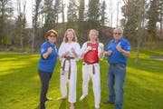 Von links: Ruth Näpflin, Larissa und Lilian Krummenacher sowie Beat Näpflin. Bild: Michael Wyss, 23. März 2019