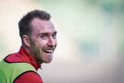 Er hat gut lachen: Christian Eriksen ist einer der begehrtesten Fussballer – im Sommer könnte er zum Rekordtransfer werden. (Bild: Benjamin Manser/St. Gallen, 22. März 2019)