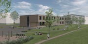 So soll der Schulpavillon Langacker beim Lindenhofschulhaus aussehen. (Visualisierung: PD)