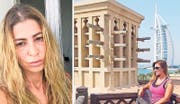 Iman Gustafsson heute und im September 2017 mit dem bekannten Burj al Arab im Hintergrund: Damals konnte sie Dubai noch geniessen. (Bilder: PD)