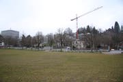 Der ehemalige Standort der Kaserne St.Gallen am Nordrand der Kreuzbleiche heute. (Bild: Reto Voneschen - 25. März 2019)