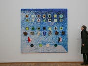 «Apps for Obama» heisst eines der Werke des US-amerikanischen Künstlers Jack Whitten. Es ist Teil der Ausstellung «Jack's Jacks» im Hamburger Bahnhof in Berlin. (Bild: KEYSTONE/AP/MARKUS SCHREIBER)
