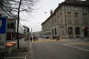 Die gleiche Stelle an der St.Leonhard-Strasse heute. (Bild: Reto Voneschen - 25. März 2019)