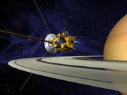 Illustration der Nasa-Sonde Cassini beim Saturn. (Bild: Keystone/EPA NASA/NASA/JPL-CALTECH HANDOUT)