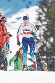 Nadine Fähndrich auf dem Weg zum Schweizer Meistertitel. Bild: Urs Flüeler/Keystone (Engelberg, 29. März 2019)