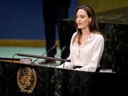 Angelina Jolie während ihrer Rede vor der Uno-Vollversammlung in New York. (Bild: KEYSTONE/AP/BEBETO MATTHEWS)