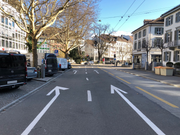 Die Unfallstelle auf dem Oberen Graben zwischen dem Café Seeger und dem Café News. (Bild: Stadtpolizei St.Gallen - 28. März 2019)
