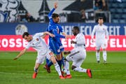 Pascal Schürpf, linkes Mittelfeld, Note 3Er agiert bis in die Fingerspitzen motiviert, doch gelingt ihm zu wenig. Am gefährlichsten sind seine Kopfballvorlagen. (Bild: Martin Meienberger/freshfocus, 30. März 2019)