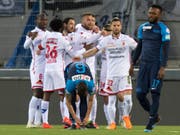 Früher Sittener Jubel: Schon nach sechs Minuten fiel das 1:0 gegen den FCZ (Bild: KEYSTONE/LAURENT GILLIERON)