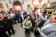 Grosser Jubel für Korintha Bärtsch. (Bild: KEYSTONE/Urs Flüeler)