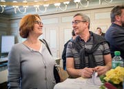 Die neue grüne Gemeinderätin Priska Brenner und der wiedergewählte Gemeinderat und Grünen-Präsident Michael Pöll. (Bild: Andrea Stalder)