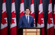 Justin Trudeau heute während seiner Pressekonferenz in Ottawa. (Bild: Justin Tang/AP)