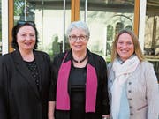 Manuela Fiorini, neues Mitglied der Kirchenvorsteherschaft, Ressort Erwachsenenbildung, Hildy Isenschmid, während über 20 Jahren Dirigentin des Frauenchors Widnau, und ihre Nachfolgerin Karin Fend, Kirchenmusikerin (von rechts). (Bild: Thomas Widmer)