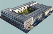 Das Modell: Mit dem 3D-Modell zeigt Halter alle äusserlichen Seiten der Schule auf. Dies ist die Perspektive aus nordwestlicher Richtung. Bild: PD