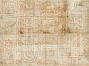 Der berühmte St. Galler Klosterplan aus dem 9. Jahrhundert wird erstmals im Original der Öffentlichkeit gezeigt. Die neue Dauerausstellung «Wunder der Überlieferung» öffnet am 13. April ihre Pforten. (Bild: Stiftsbibilothek St. Gallen)