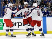 Die Columbus Blue Jackets schaffen auswärts bei Qualifikationssieger Tampa Bay die grosse Überraschung zum Playoff-Auftakt (Bild: KEYSTONE/AP/CHRIS O'MEARA)