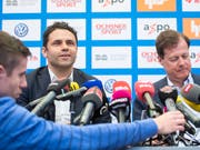 Uli Forte mit GCs neuem Präsidenten Stephan Rietiker (Bild: KEYSTONE/ENNIO LEANZA)