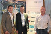 Von rechts: VSSM-Uri-Präsident Beat Arnold mit Direktor Mario Fellner und Basil Gasser vom VSSM Schweiz. (Bild: Georg Epp (Intschi, 11. 4.2019))