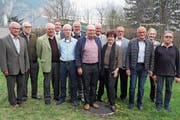 Präsident Michael Meier mit den neuen Superjubilaren. (Bild: Bilder: Paul Gwerder (Schattdorf, 12. April 2019))