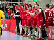 Die Schweizer Handballer hatten allen Grund zur Freude (Bild: KEYSTONE/CHRISTIAN MERZ)