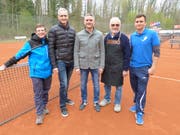 Der Vorstand des Aadorfer Tennisclubs: Matthias Trösch (Präsident), Paul Rupper (Aktuar), Patrick Zehnder (Finanzen), Werner Dätwyler (Wirt) und Raphael Tarnutzer (Platzverwalter). Es fehlt: Eric Bischofberger (Spielleiter)