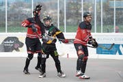 Die Rebells mit Raffaele Coiffo (vorn) lassen Martigny keine Chance. (Bild: Maria Schmid (Zug, 7. April 2019))