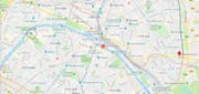 Links der Eiffelturm, in der Mitte die Notre-Dame und bei der Markierung Anthonys Standort. (Screenshot: google maps)