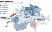 Das grösste Wachstum und die grösste Abnahme: Der Überblick über alle Schweizer Kantone. (Grafik: sbu)