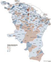 Welche Gemeinden wachsen? Und welche schrumpfen? - Die Karte zeigt den Überblick über die Ostschweiz.