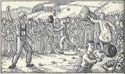 Zeichnung des Herisauers Paul Tanner (1882–1934) zum Eierlesen auf der Schönau bei Urnäsch am 18. Mai 1891. (Bild: Bild: NAK)