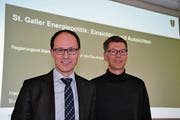 Regierungsrat Marc Mächler (links) und Marcel Sturzenegger, Leiter kantonale Energie im Amt für Energie und Wasser. (Bild: Adi Lippuner)