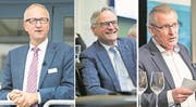 CVP-Ständeratskandidat Peter Hegglin, FDP-Ständeratskandidat Matthias Michel und SVP-Ständeratskandidat Heinz Tännler. (Bilder: LZ)