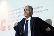 Kommt er wieder, oder geht er? Bundesanwalt Michael Lauber im letzten November an einer Pressekonferenz in Bern. (KEYSTONE/Peter Schneider)