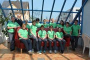 Das Team der Spitex AachThurLand mit Präsident Jürg Peter. (Bild: Monika Wick)