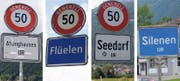 Um diese vier Gemeinden dreht sich die Diskussion: Soll hier künftig im Majorz- oder im Proporz-System gewählt werden? (Bilder: Corinne Glanzmann und Urs Hanhart)