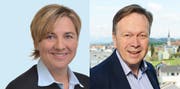 Regula Lötscher (CVP) und Johann Häfliger-Pericin wollen das Gemeindepräsidium in Schötz. Bilder: PD