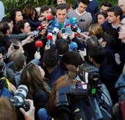 Regierungschef Pedro Sánchez nach seiner Stimmabgabe gestern in Madrid. (Bild: Emilio Naranjo/EPA, Madrid, 28. April 2019)