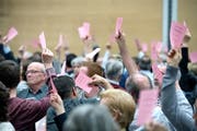 Die Delegierten der Luzerner CVP entschieden sich am 2. April in Hildisrieden für eine Stimmfreigabe zum zweiten Wahlgang der Regierungsratswahlen vom 19. Mai. (Bild: Pius Amrein)