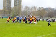 Die Luzern Lions kämpfen vergeblich um den ersten Sieg. Bild: Michael Wyss (Luzern, 15. April 2019)