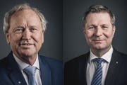 Die beiden bisherigen Regierungsräte Paul Winiker (links) und Marcel Schwerzmann erhalten unterstützung von der SVP. (Bilder: PD)