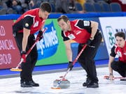 Genfer Teamwork in Kanada (von rechts): Benoît Schwarz, Sven Michel, Valentin Tanner (Bild: KEYSTONE/AP The Canadian Press/PAUL CHIASSON)