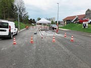 Der Bau der Mittelinsel auf der Wittenbacherstrasse. (Bild: PD)