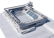 Visualisierung vorerst noch ohne Dach: So soll das Innere des neuen Ambri-Stadions dereinst aussehen. (Bild: HCAP)