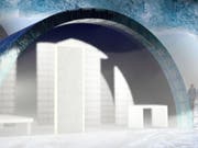 Studierende entwickeln die Bestandteile für ein Habitat für das Leben auf dem Mond. Zusammensetzen wollen sie sie in einer Eisgrotte in Zermatt. (Illustration) (Bild: EPFL)